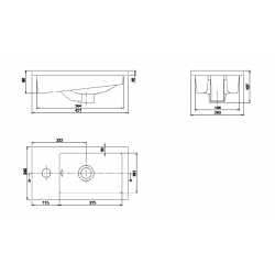  Νιπτήρας Πορσελάνης 24x42cm Cerastyle Mini 071100-u Λευκός Ένθετος και Επίπλου